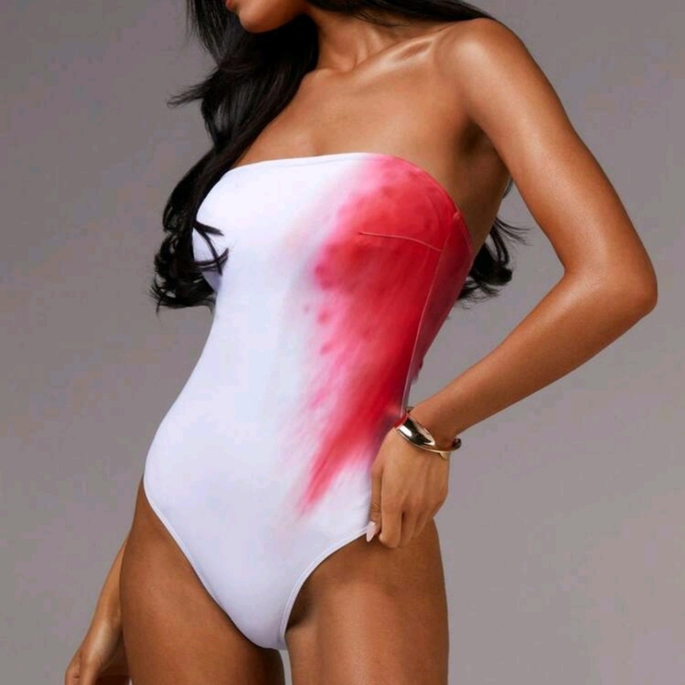 Elegant Red and White Women's Swimsuit